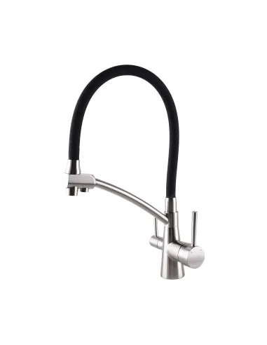 Смесители для кухни с подключением к фильтру Globus Lux Lazer GLLR-0700-8-STSTEEL гофрированный излив - 2