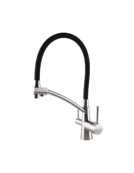 Смесители для кухни с подключением к фильтру Globus Lux Lazer GLLR-0700-8-STSTEEL гофрированный излив - 2