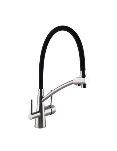 Смесители для кухни с подключением к фильтру Globus Lux Lazer GLLR-0700-8-STSTEEL гофрированный излив - 3