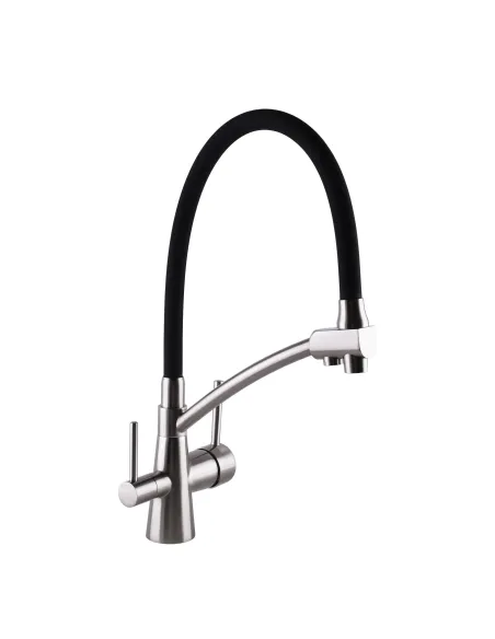 Смесители для кухни с подключением к фильтру Globus Lux Lazer GLLR-0700-8-STSTEEL гофрированный излив - 3