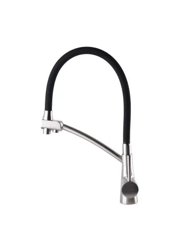 Смесители для кухни с подключением к фильтру Globus Lux Lazer GLLR-0700-8-STSTEEL гофрированный излив - 4