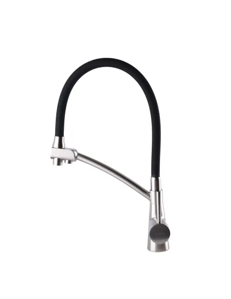 Смесители для кухни с подключением к фильтру Globus Lux Lazer GLLR-0700-8-STSTEEL гофрированный излив - 4