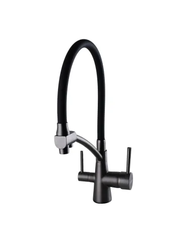 Змішувач для кухні Globus Lux Lazer GLLR-0700-11-Graphite, під осмос, гофрований гусак - 3