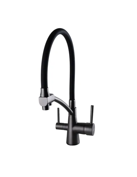 Змішувач для кухні Globus Lux Lazer GLLR-0700-11-Graphite, під осмос, гофрований гусак - 3