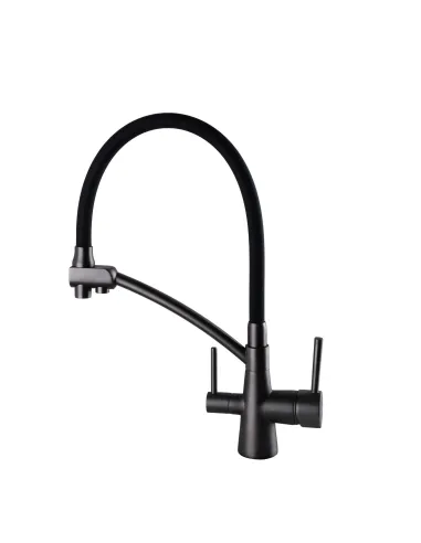 Змішувач для кухні Globus Lux Lazer GLLR-0700-11-Graphite, під осмос, гофрований гусак - 4
