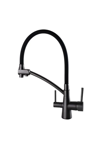 Змішувач для кухні Globus Lux Lazer GLLR-0700-11-Graphite, під осмос, гофрований гусак - 4