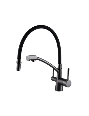 Змішувач для кухні Globus Lux Lazer GLLR-0700-11-Graphite, під осмос, гофрований гусак - 5