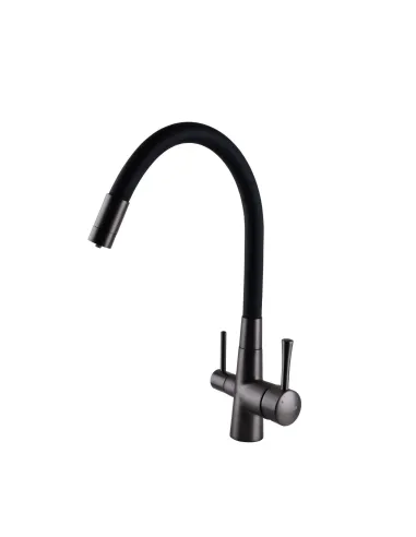 Смесители для кухни с подключением к фильтру Globus Lux Lazer GLLR-0903-11-Graphite гофрированный излив - 3