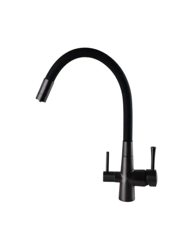 Смесители для кухни с подключением к фильтру Globus Lux Lazer GLLR-0903-11-Graphite гофрированный излив - 5