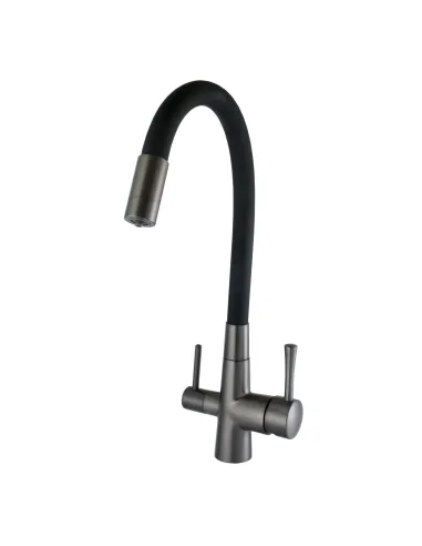 Смесители для кухни с подключением к фильтру Globus Lux Lazer GLLR-0903-11-Graphite гофрированный излив - 6