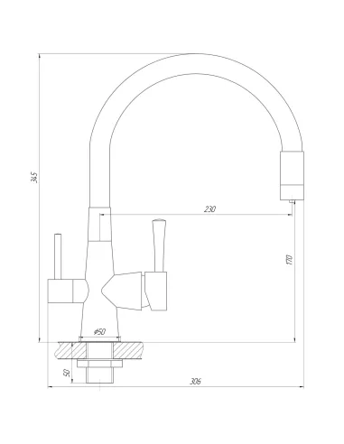Смесители для кухни с подключением к фильтру Globus Lux Lazer GLLR-0903-11-Graphite гофрированный излив - 7