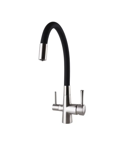 Змішувач для кухні Globus Lux Lazer GLLR-0903-8-STSTEEL, під осмос, гофрований гусак - 1