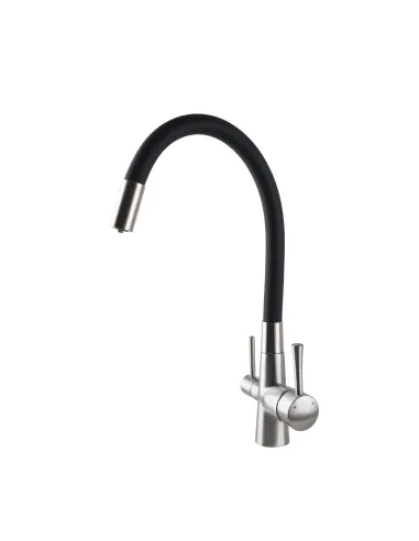 Змішувач для кухні Globus Lux Lazer GLLR-0903-8-STSTEEL, під осмос, гофрований гусак - 2