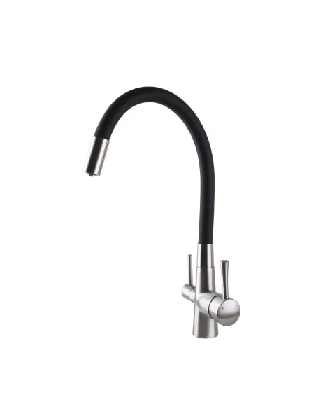 Змішувач для кухні Globus Lux Lazer GLLR-0903-8-STSTEEL, під осмос, гофрований гусак - 2