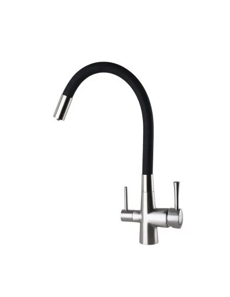 Змішувач для кухні Globus Lux Lazer GLLR-0903-8-STSTEEL, під осмос, гофрований гусак - 4