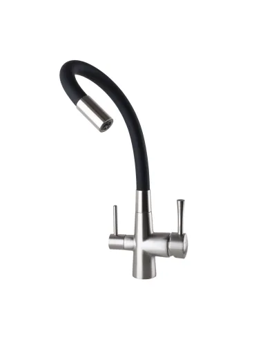 Змішувач для кухні Globus Lux Lazer GLLR-0903-8-STSTEEL, під осмос, гофрований гусак - 5