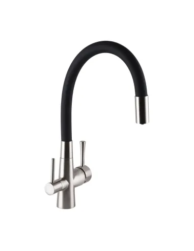 Змішувач для кухні Globus Lux Lazer GLLR-0903-8-STSTEEL, під осмос, гофрований гусак - 6