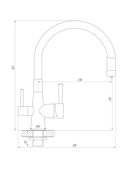 Змішувач для кухні Globus Lux Lazer GLLR-0903-8-STSTEEL, під осмос, гофрований гусак - 8