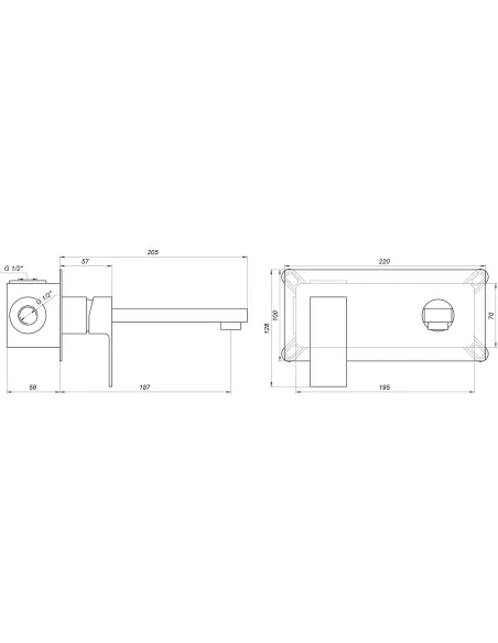 Смеситель для раковины настенный Globus Lux Milano GLM-204-BB-Smart черный - 2