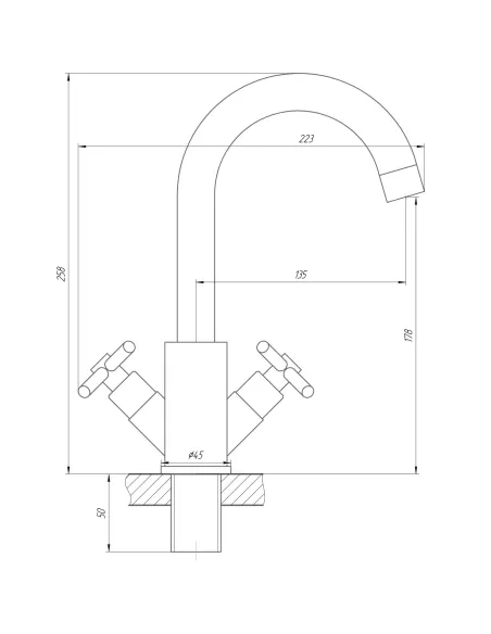 Смеситель для умывальника из нержавеющей стали Globus Lux Dukat SD4-101RS - 6
