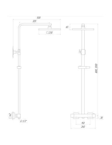 Душевая система Globus Lux Laguna GLQ-0040T с душевым набором - 5