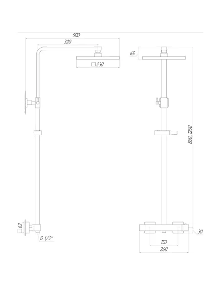 Душевая система Globus Lux Laguna GLQ-0040T с душевым набором - 5