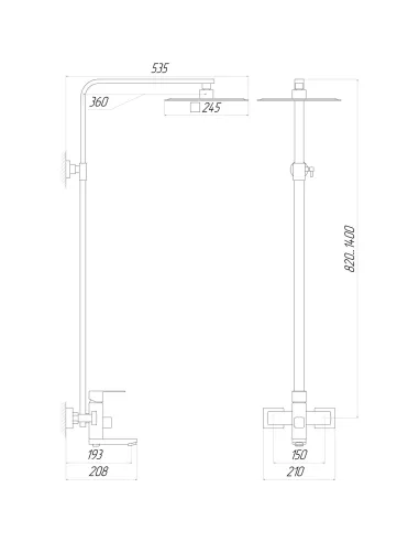Душевая система с нержавеющей стали Globus Lux Sicilia VAN-SBQ-SH-02-BB с душевым набором - 6