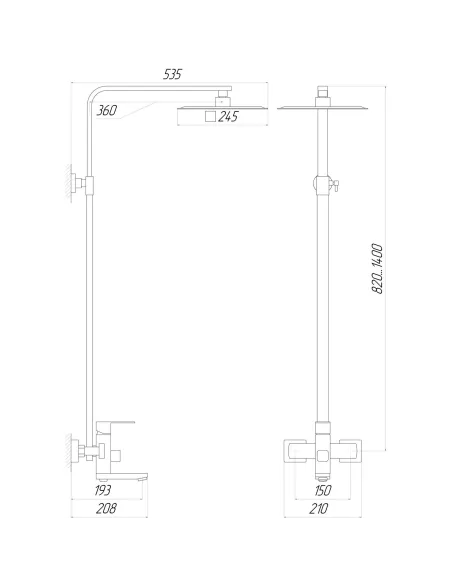 Душевая система с нержавеющей стали Globus Lux Sicilia VAN-SBQ-SH-02-BB с душевым набором - 6 Душевая система с нержавеющей стали Globus Lux Sicilia VAN-SBQ-SH-02-BB с душевым набором - 6