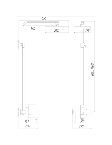 Душова система Globus Lux Sicilia VAN-SBQ-SH-04-BB, нержавіюча сталь, чорний - 6