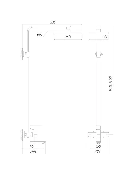 Душова система Globus Lux Sicilia VAN-SBQ-SH-04-BB, нержавіюча сталь, чорний - 6