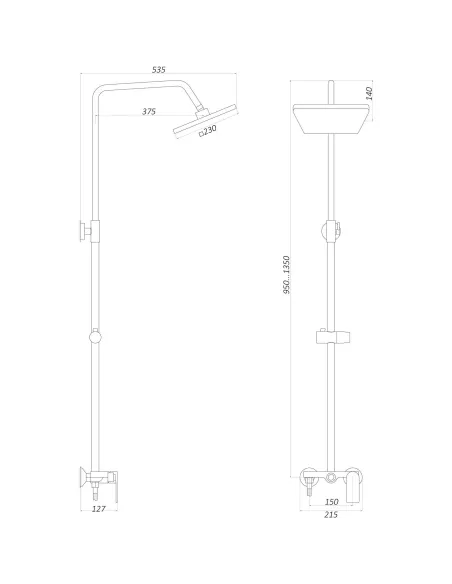 Душова система Globus Lux Laguna GLA-0005N, латунь, хром - 6