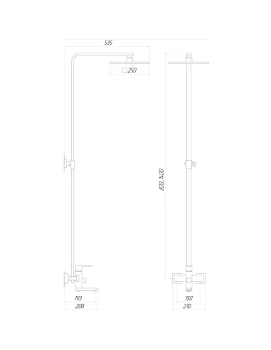 Душевая система из нержавеющей стали Globus Lux Sicilia VAN-SBQ-SH-02-304 с душевым набором - 5
