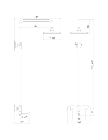 Душова система Globus Lux Laguna GLM-0041T-BB, латунь, чорний - 5