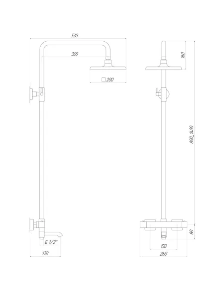 Душова система Globus Lux Laguna GLM-0041T-BB, латунь, чорний - 5