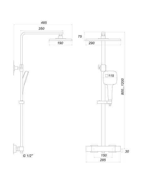 Душова система Globus Lux Laguna GLQ-0040T-BB, латунь, чорний - 5