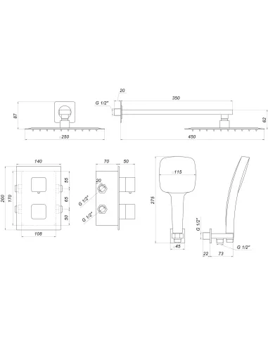 Душевая система скрытого монтажа Globus Lux Smart GLM-405-TT хром - 2