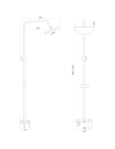 Душова система Globus Lux Laguna GLA-0005N-10-BB, латунь, чорний - 5