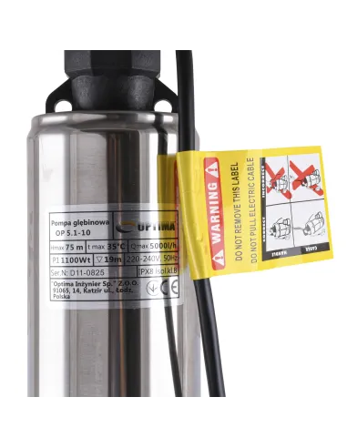 Колодезный глубинный насос Optima Op 5,1 - 10 1.1 кВт кабель 10 метров - 6
