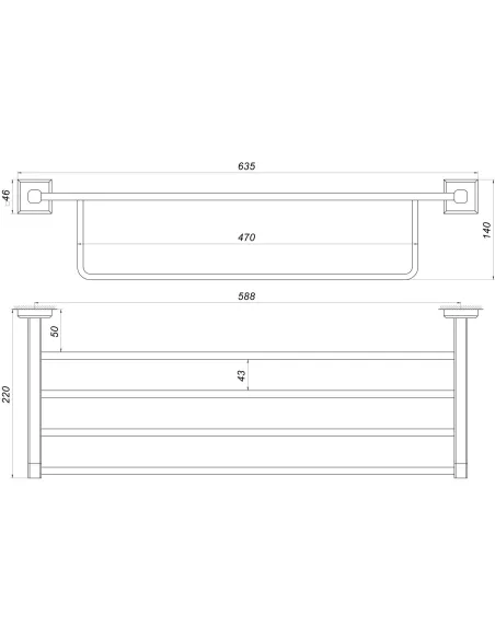 Полотенцедержатель Topaz TKB 9981 хром - 6