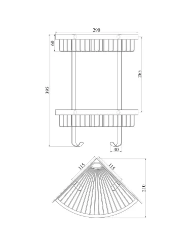Двойная угловая полка для ванной Topaz TKB-4115-2-BL - 3