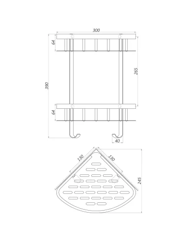 Полиця для ванної кімнати Topaz TKB-9902-BL, кутова, подвійна, латунь - 3