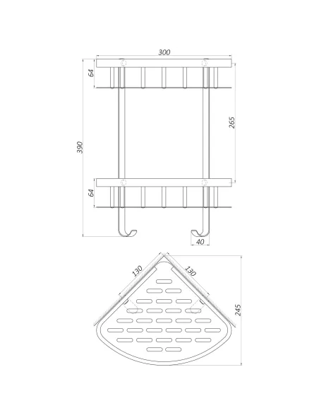 Полиця для ванної кімнати Topaz TKB-9902-BL, кутова, подвійна, латунь - 3