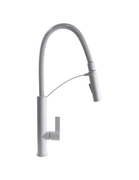 Смеситель для кухни с гибким изливом Topaz Sardinia TS 8818-W белый гофрогусак - 1