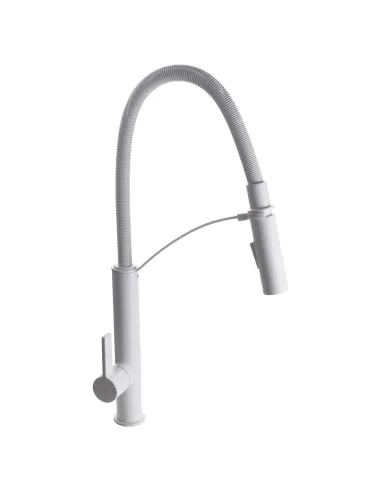 Смеситель для кухни с гибким изливом Topaz Sardinia TS 8818-W белый гофрогусак - 3