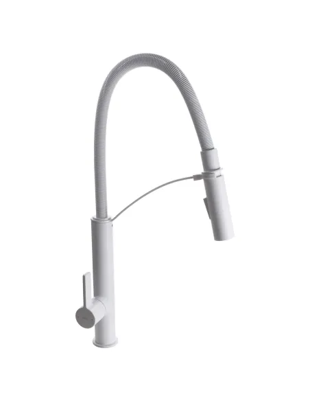 Смеситель для кухни с гибким изливом Topaz Sardinia TS 8818-W белый гофрогусак - 3
