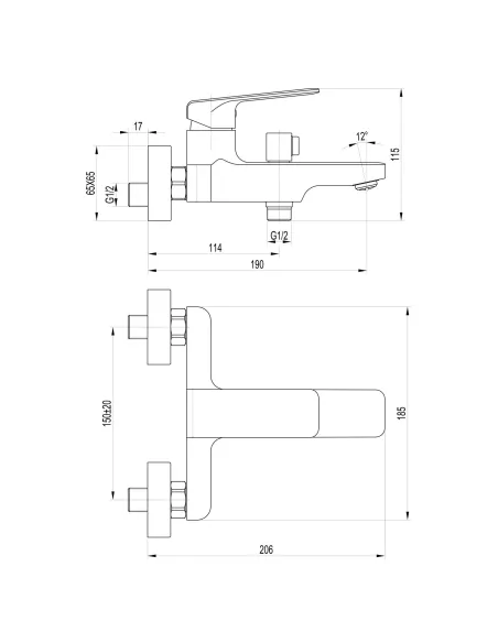 Смеситель для ванны Topaz Odiss TO 18101-H52-BL черный - 6 Смеситель для ванны Topaz Odiss TO 18101-H52-BL черный - 6