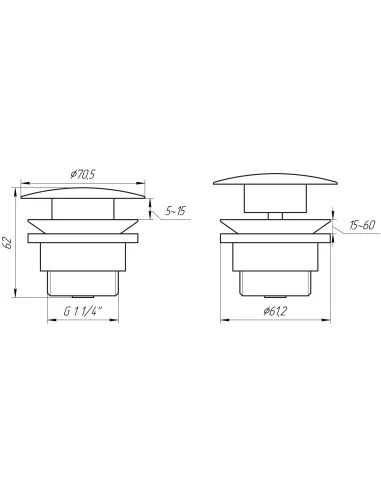 Донний клапан Topaz TK-15A-BL, латунь, чорний - 2