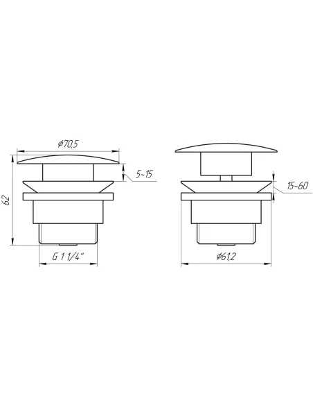 Донний клапан Topaz TK-15A-BL, латунь, чорний - 2 Донний клапан Topaz TK-15A-BL, латунь, чорний - 2