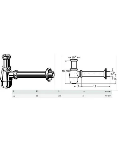 Сифон для біде Viega 1 1/4х1 1/4 пляшковий 114619 - 3