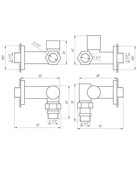 Кран вентильный угловой Solomon Lux 1/2 7777 TEN White, 2 шт - 6